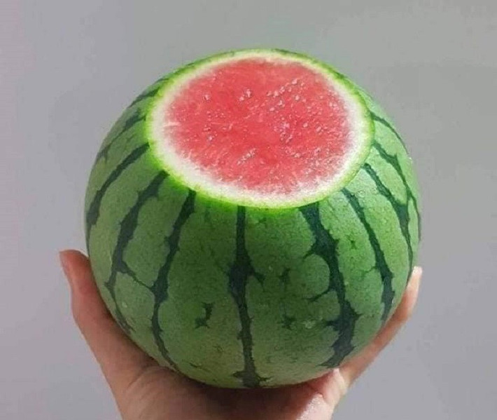 Chị Nga cho biết: "Tôi cũng lo sợ mua phải dưa hấu non, nhưng không ngờ bổ ra vỏ dưa mỏng, ăn ngọt tương đương dưa Sài Gòn".