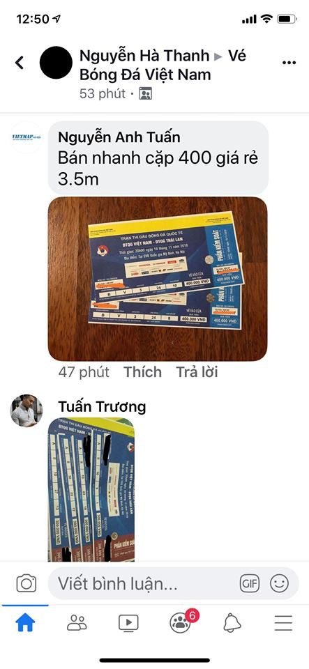 Nhờ thế, vé trận đấu tuyển Việt Nam - Thái Lan tới đây được dân phe vé đẩy cao gấp hàng chục lần so với mệnh giá gốc. Ảnh: FB.