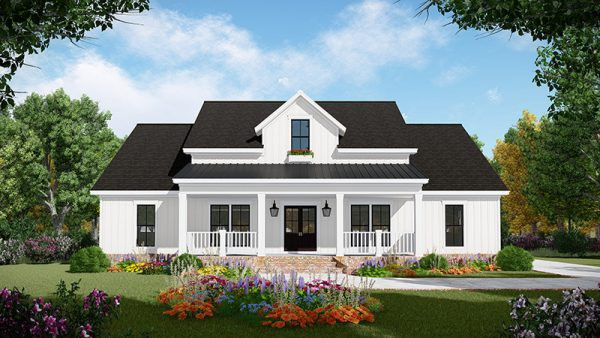 Thiết kế nhà vườn diện tích 120m2, ấn tượng với tông màu trắng và đen ghi trung tính. Ảnh: Wedo.
