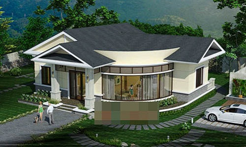 Khoảng sân vườn rộng rãi với tầng tầng lớp lớp cây cỏ hoa lá cùng lối đi uốn lượn tạo không gian thoáng đãng và mát mẻ. Ảnh: Angcovat.