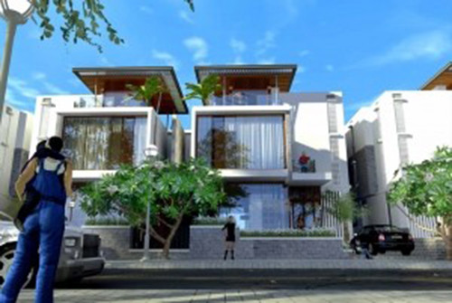 Mẫu biệt thự nghỉ dưỡng được thiết kế với mặt thoáng hướng ra phố và sân vườn. Hệ thống cửa sổ kính rộng thông ra sân trước và vườn bên giúp không gian phòng khách và phòng ăn được mở rộng. Ảnh: Kientrucadong.