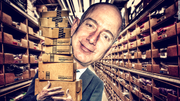 Chỉ trong một năm, từ 2016 - 2017, ông chủ Amazon đã kiếm được 27,6 tỷ USD, tốc độ tăng trưởng tài sản còn nhiều hơn tổng mức tăng của 24 tỷ phú thế giới. Ảnh: CNNMoney.