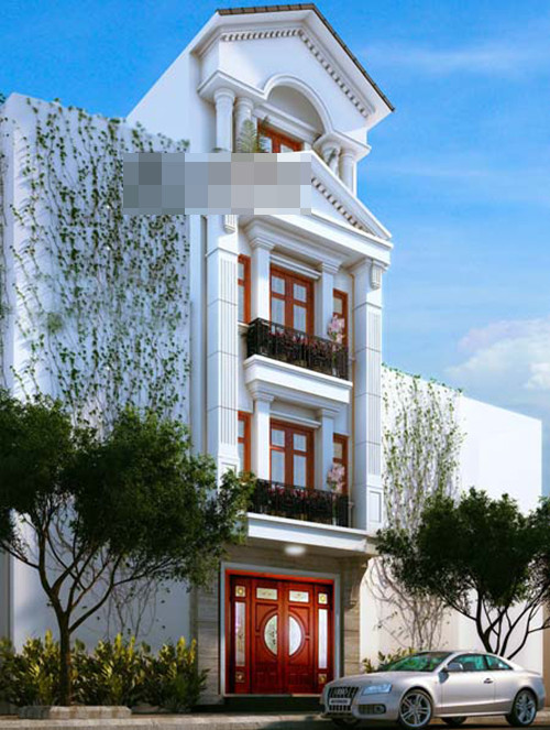 Nhà ống sang trọng, lộng lẫy và bề thế nhờ lối thiết kế hình khối phong cách phương Tây. Ảnh: Datbinhduong.
