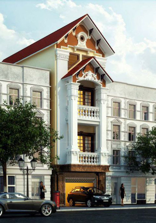 Nhà ống giả biệt thự theo phong cách châu Âu vừa cổ điển vừa hiện đại. Ảnh: Dbd.