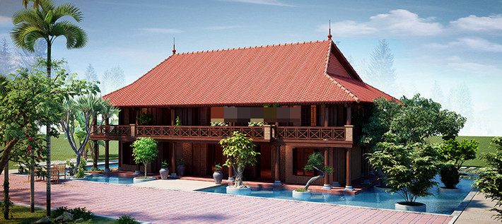 Độ rộng thoáng của sân trước nhà cho không gian sống hòa nhập với thiên nhiên. Ảnh: Homeviet.