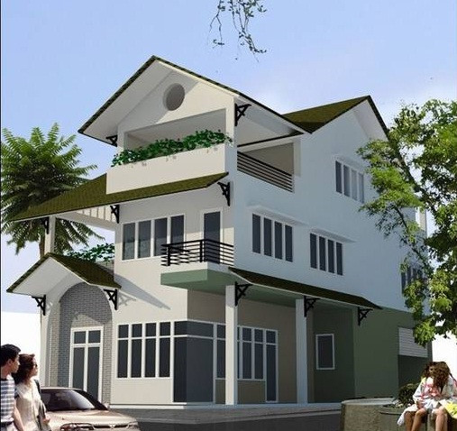 Biệt thự 3 tầng 2 mặt tiền theo phong cách hiện đại. Ảnh: Thietkenhadepmoi.