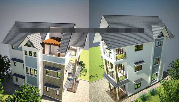 Kiến trúc đơn giản nhưng vẫn mang lại nét độc đáo cho ngôi biệt thự 3 tầng. Ảnh: Thietkethicongnhadep.