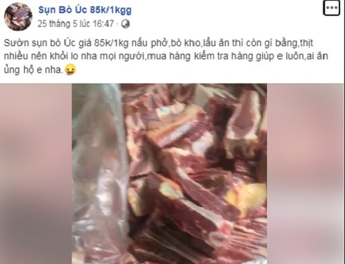 Thời gian gần đây, trên chợ mạng xuất hiện nhiều người rao bán thịt bò Úc với giá rất rẻ, dao động 80.000-130.000 đồng/kg.