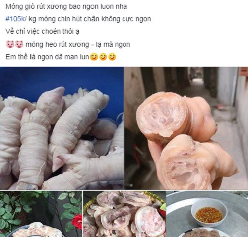 Thời gian gần đây, trên chợ online xuất hiện hàng loạt tin rao bán món móng giò rút xương với giá siêu rẻ, từ 105.000-150.000 đồng/kg.