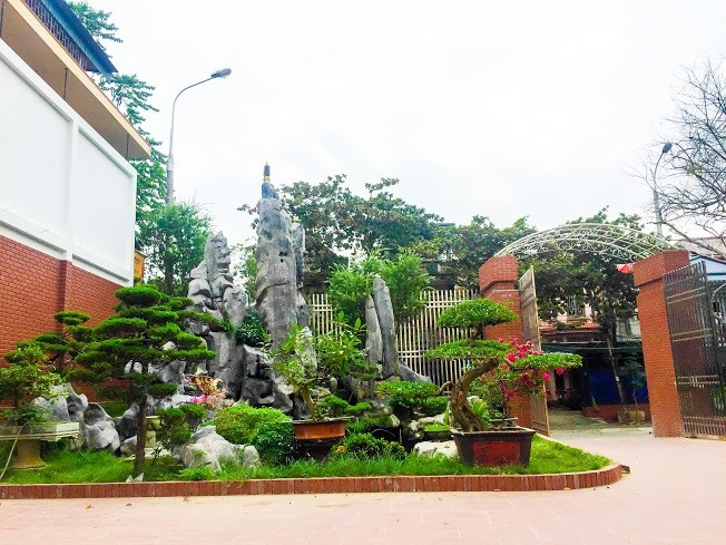 Ngay lối vào cổng là khu vườn với đủ các loại cây cảnh quý hiếm. Ảnh: Vietnamnet.