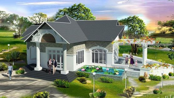 Nhà cấp 4 giả biệt thự mang vẻ đẹp tự nhiên chưa bao giờ lỗi mốt. Ảnh: Internet