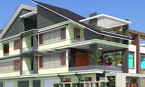 Biệt thự phố hiện đại mái lệch theo phong cách châu Âu. Ảnh: Vinahouse.