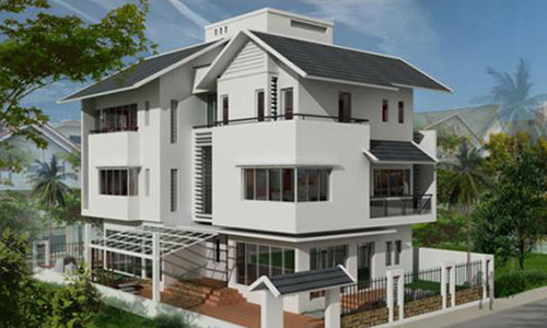 Ấn tượng với biệt thự mái thái cùng màu sơn sang trọng. Ảnh: Phongthuy24h.