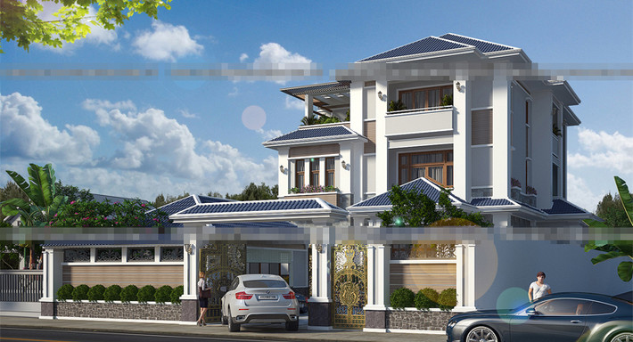 Biệt thự 3 tầng trang hoàng đẹp kiêu sa cho người xem một kiến trúc độc đáo. Ảnh: Kienanvinh.