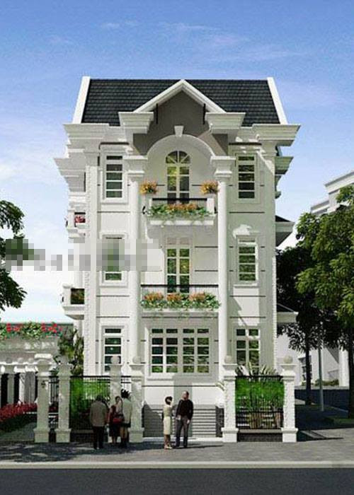 Sự kết hợp hài hòa giữa những đường nét của kiến trúc Châu Âu cổ điển với sự thanh thoát của kiến trúc hiện đại đã tạo nên căn biệt thự 4 tầng đẹp hút hút mắt. Ảnh: Betaviet