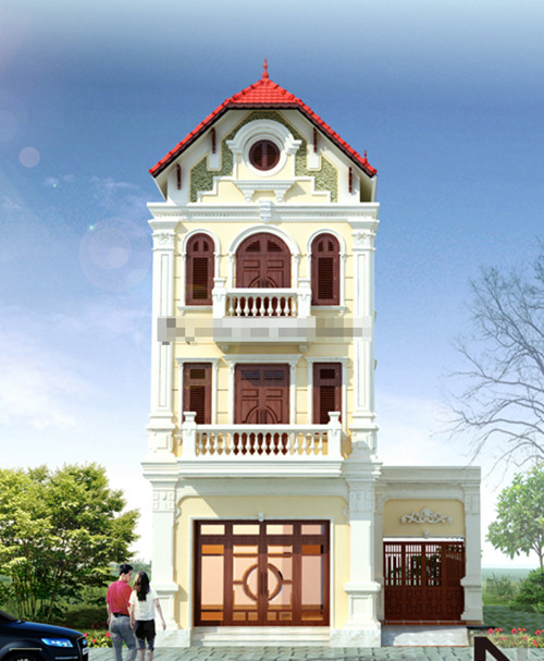 Nhà ống 3 tầng đẹp sang trọng theo phong cách cổ điển. Ảnh: Kientrucnhatranh.