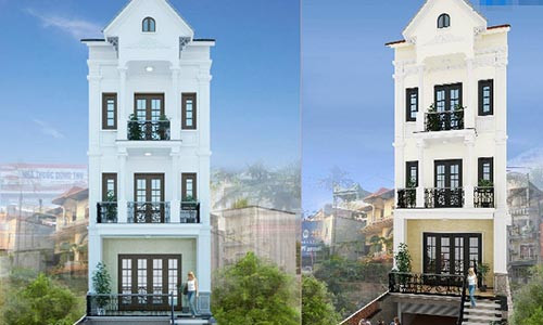 Lan can hợp kim đúc nghệ thuật với hoa văn cổ điển tạo cho ngôi nhà ống 4 tầng một dáng vẻ thanh thoát và nhẹ nhàng. Ảnh: Ktshanoi.