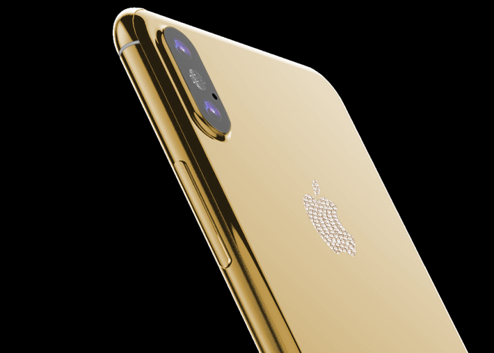 Cho dù điện thoại còn chưa chính thức ra mắt thì công ty mạ vàng nổi tiếng thế giới Goldgenie đã cho phép người dùng đặt trước iPhone 8 mạ vàng với các phiên bản Vàng 24K, Vàng hồng, Bạch kim hay Kim Cương. Ảnh: Khaleejtimes.