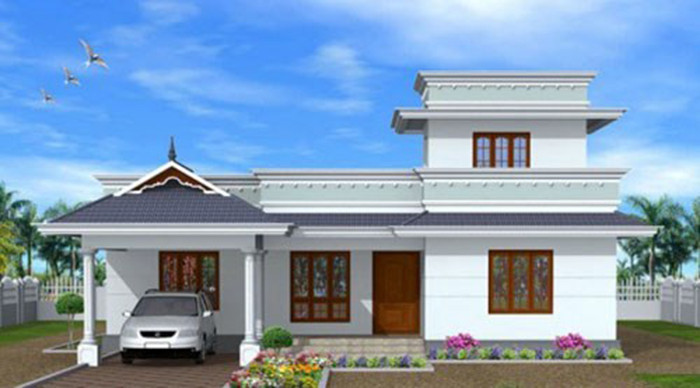 Nhà mái bằng kết hợp mái thái ở phần sảnh. Ảnh: Nhadepsang.