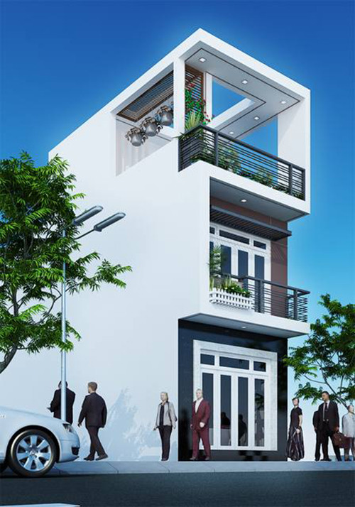 Thiết kế gam màu xanh nhạt kết hợp với trắng sữa nhằm tạo ra một kiến trúc khác biệt. Ảnh: Xuhuongnoithat.