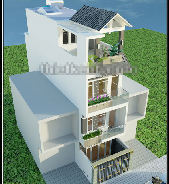 Nhà ống 3 tầng 1 tum mái thái đẹp hiện đại. Ảnh: Kienanvinh.