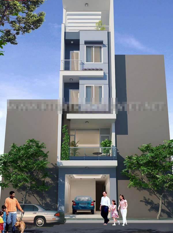 Mẫu nhà phố 5 tầng hiện đại có sân thượng rộng rãi, thoáng mát, vừa có thể kết hợp nhà ở vừa làm địa điểm kinh doanh. Ảnh: Kientrucnhaviet.