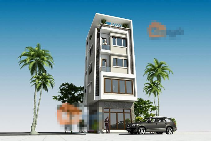 Ngôi nhà giống như một khối hộp, kết cấu móng vững chắc, các đường phào chỉ được tạo hình rõ nét. Ảnh: Kientaoviet.