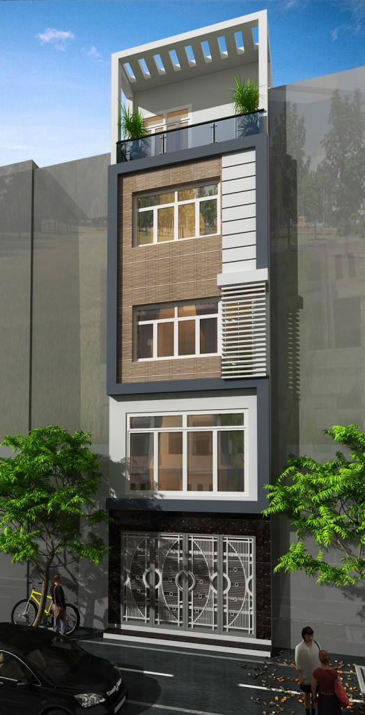 Tầng 1 với mẫu cổng sắt kiến cố chắc chắn nhưng càng lên cao không gian càng như mở ra, hết sức trẻ trung, thân thiện. Ảnh: Ytuongnhadep.