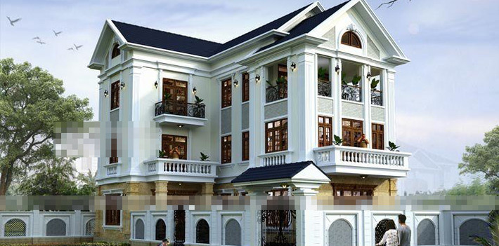 Nhà hình chữ L đẹp trang nhã với gam màu trắng sáng. Ảnh: Vinavic.