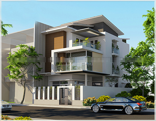 Một mẫu biệt thự mái lệch đẹp mắt trên lô đất 2 mặt tiền. Ảnh: Houseland.