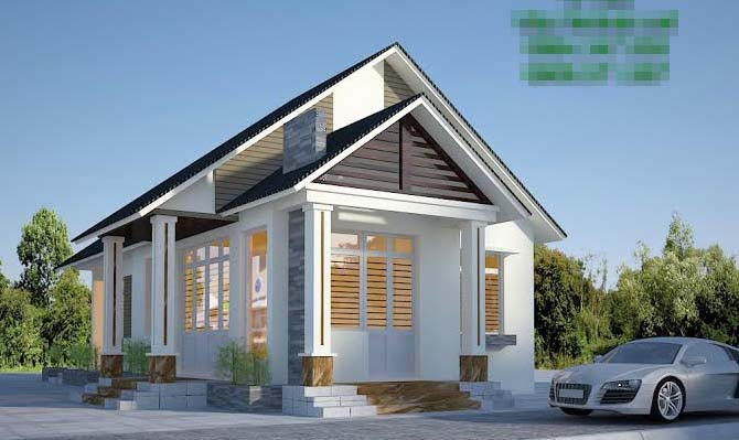 Các vật liệu hoàn thiện hiện đại góp phần làm tăng tính thẩm mỹ cho ngôi nhà 1 tầng. Ảnh: Lenhan.