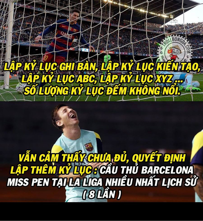 Chán các kỷ lục hoành tráng, Messi đi săn kỷ lục đá trượt 11m.