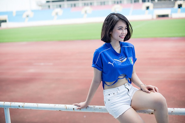 Thế nhưng ít ai ngờ rằng, cô Hoa khôi ĐH Nội vụ lại sở hữu tình yêu đặc biệt với trái bóng tròn và ĐT Italia.