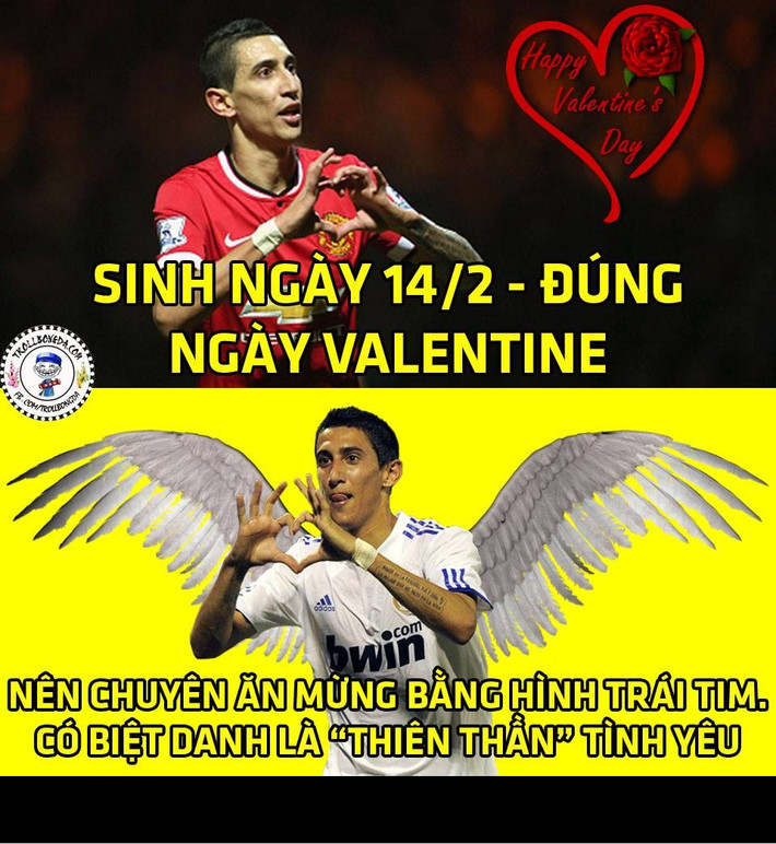 Cầu thủ được nhiều người tặng quà nhất trong dịp Valentine không ai khác chính là "thiên thần" Angle Di Maria.
