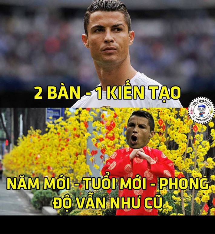 Cris Ronaldo đã có một cái Tết ngọt ngào khi có bàn thắng và 1 đường kiến tạo.