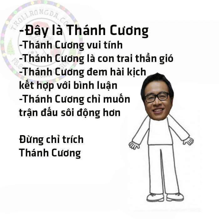 Bình luận viên hài hước Tạ Biên Cương của VTV cũng bị các cư dân mạng chế ảnh theo phong trào.