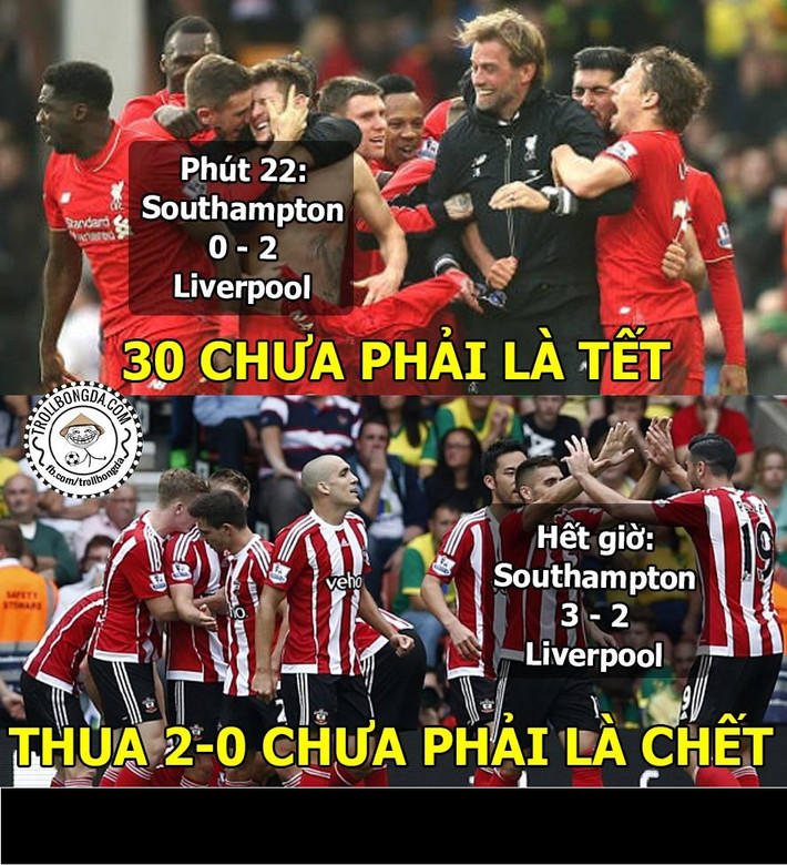 Bức ảnh chế Liverpool nhận trái đắng trong trận gặp Southampton khiến NHM nhận ra vô số những lý lẽ.
