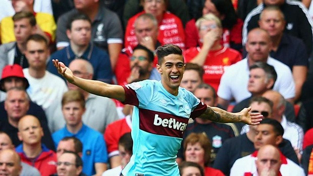 Cũng có bàn thắng ở 2 phút 25 giây là Manuel Lanzini của West Ham ghi trong trận tiếp đón Liverpool.