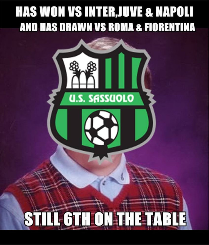 Sassuolo trở thành một kẻ ngáng đường khó chịu với các đại gia tại Serie A và chính thành tích này đã giúp họ đứng thứ 6 trên BXH của giải đấu hấp dẫn nhất nước Ý.