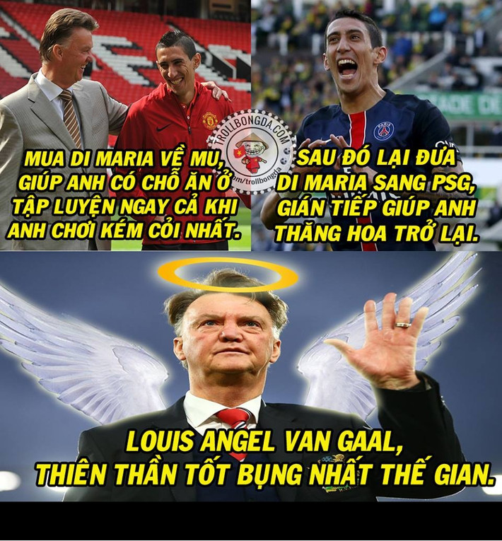 BHL cũng như NHM của PSG rất cám ơn Louis Van Gaal, chính vị HLV này đã cứu vớt "thiên thần" Di Maria của họ.