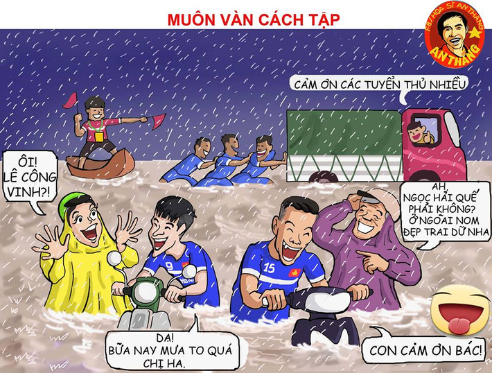 ĐT Việt Nam đã tập trung tại TP HCM vào những ngày cuối tháng 9/2016, đây cũng là quãng thời gian mà địa điểm hội quân của HLV Hữu Thắng và các học trò phải đối mặt với trận mưa lịch sử và vị chiến lược gia quê Hà Tĩnh đã tìm đủ mọi bài tập để các cầu thủ gia tăng sức khỏe.