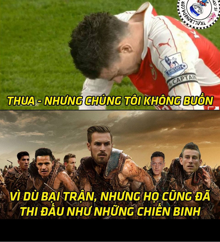 Dù thua trận nhưng trong lòng fan Arsenal vẫn tự hào về những chiến binh của họ và đây cũng là nguồn cơn giúp dân mạng chế ảnh bóng đá trong tuần qua.