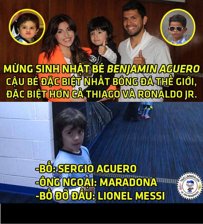 Benjamin Aguero là cậu bé may mắn nhất thế giới khi có bố là tiền đạo nổi tiếng, ông ngoại là huyền thoại bóng đá và bố đỡ đầu là một siêu sao thế giới.