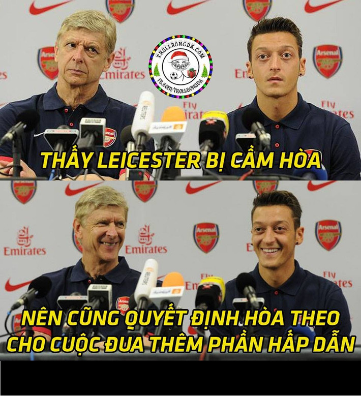 Arsenal vô cùng cao thượng khi biết Leicester City hòa thì các "pháo thủ" cũng không chịu thắng Stoke City để gia tăng cách biệt.
