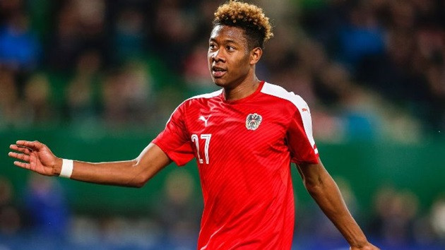 David Alaba khá thành công trong màu áo của Bayern Munich nhưng anh lại khá lận đận khi trở về phục vụ cho đội tuyển quốc gia. Cơ hội đi tiếp của tuyển Áo đang dần trở nên mờ mịt khi họ bị đội dẫn đầu bỏ xa. Ảnh: The Sun.
