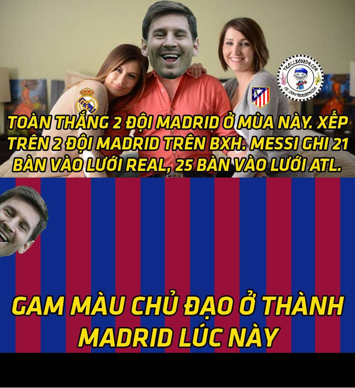 Bức ảnh chế gam màu chủ đạo của thành Madrid là màu sọc xanh đỏ khiến cư dân mạng bật cười.
