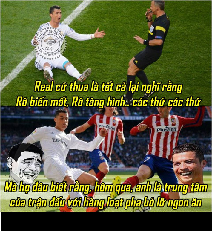 Cris Ronaldo luôn là tâm điểm của mọi trận đấu. Nhiều CĐV nói rằng, siêu sao người Bồ Đào Nha chỉ xứng đáng là người hùng của những trận đấu nhỏ và luôn tàng hình trong những trận đấu lớn.