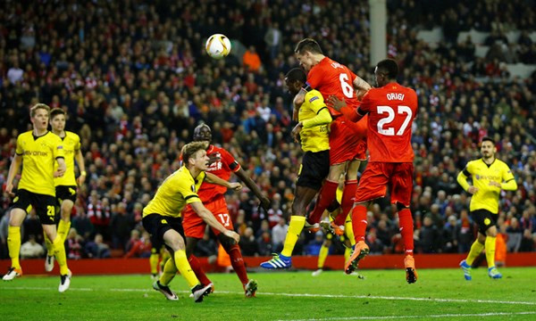 Liverpool 4-3 Dortmund (tổng tỷ số 5-4), tứ kết Europa League 2016. Sau trận hòa 1-1 trên sân Dortmund, Jurgen Klopp đã truyền cho Liverpool một ngọn lửa để đưa đội bóng nước Anh có tấm vé vào vòng bán kết Europa League.