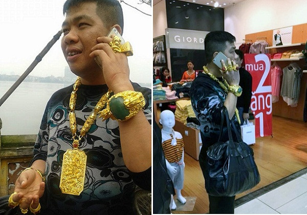 Từng gây xôn xao khi xuất hiện ở một trung tâm thương mại lớn ở Hà Nội, đại gia Tuyên Quang - Nguyễn Xuân Tùng (SN 1970), biệt danh Tùng "vâu" có sở thích đeo hàng kg vàng trên người.