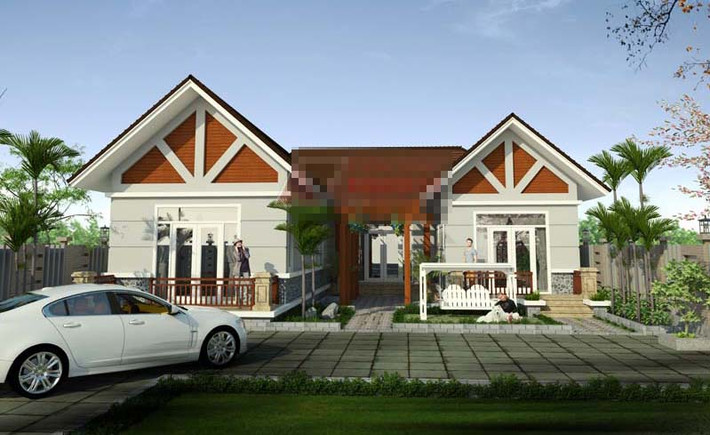 Nếu sở hữu khu đất rộng thì mẫu biệt thự 1 tầng hình chữ U là phương án lý tưởng. Khối kiến trúc hình chữ U khiến các phòng chức năng trở nên cân đối và đồng đều nhau hơn. Ảnh: Angcovat.
